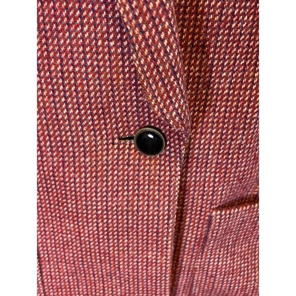 Vintage 80s 90s Red Tweed Wool Blend Single Button Blazer Jacket - Picture 4 of 9